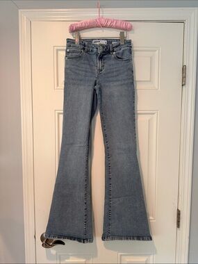 Garage Mid Wash High-Rise Flare Jeans